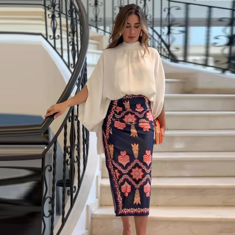 Conjunto Feminino Blusa e Saia Elisadora